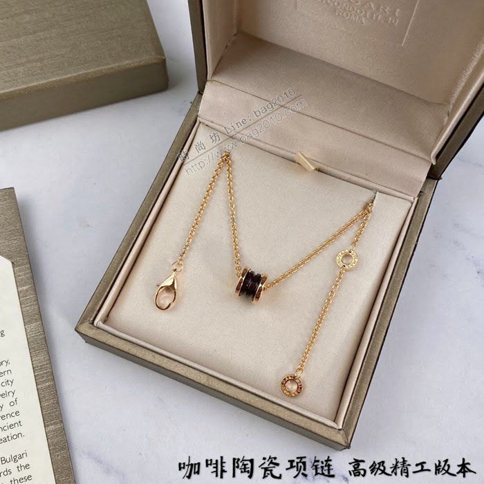 Bvlgari飾品 寶格麗精工咖啡陶瓷項鏈 925純銀項鏈  zgbq3361